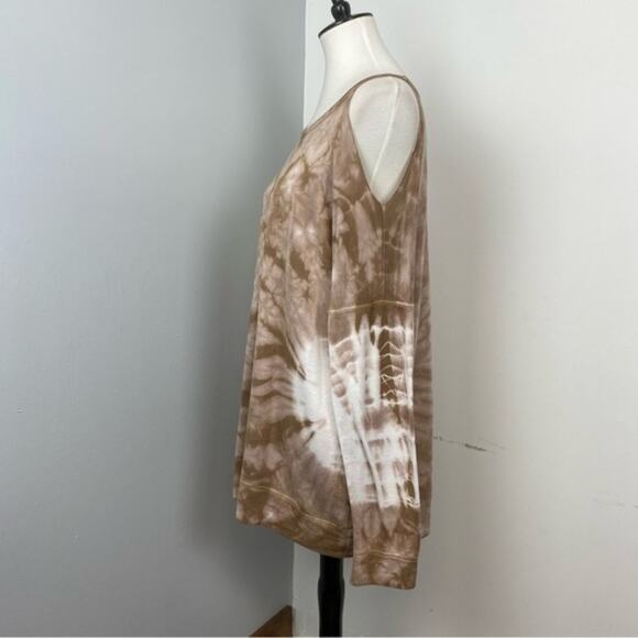PPLA Petra Tan & White Tie Dye Cold Shoulder Long Sleeve Top Large - Picture 4 of 8